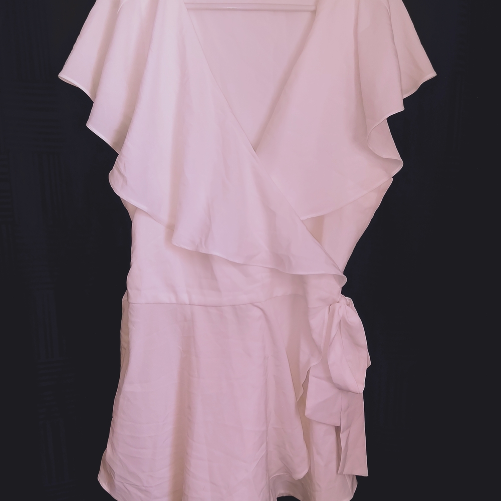 Main Strip White Ruffle Jumpsuit